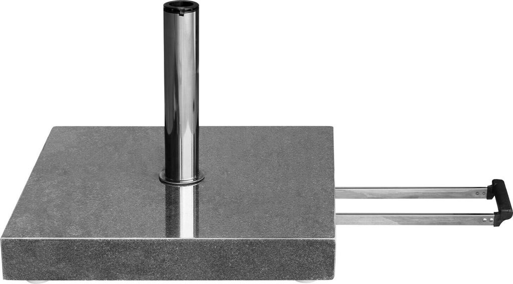 anndora Sonnenschirmständer polierter Granit quadratisch - 55kg rollbar Teleskopgriff dunkelgrau - hervorragende Steinmetzarbeit - Dunkelgrau