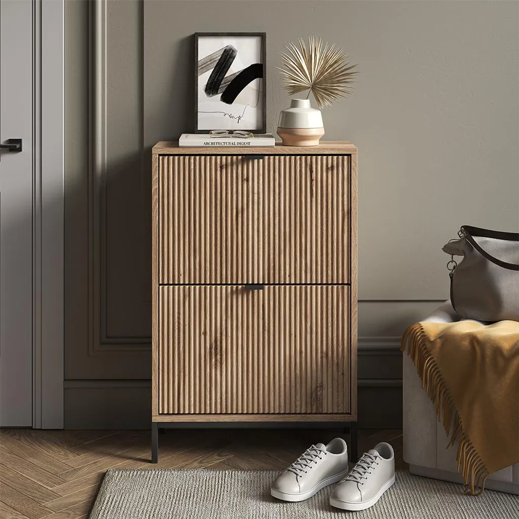 Meuble à chaussures Vicco Eliza Chêne Viking 60x92cm avec 2 tiroirs 56319