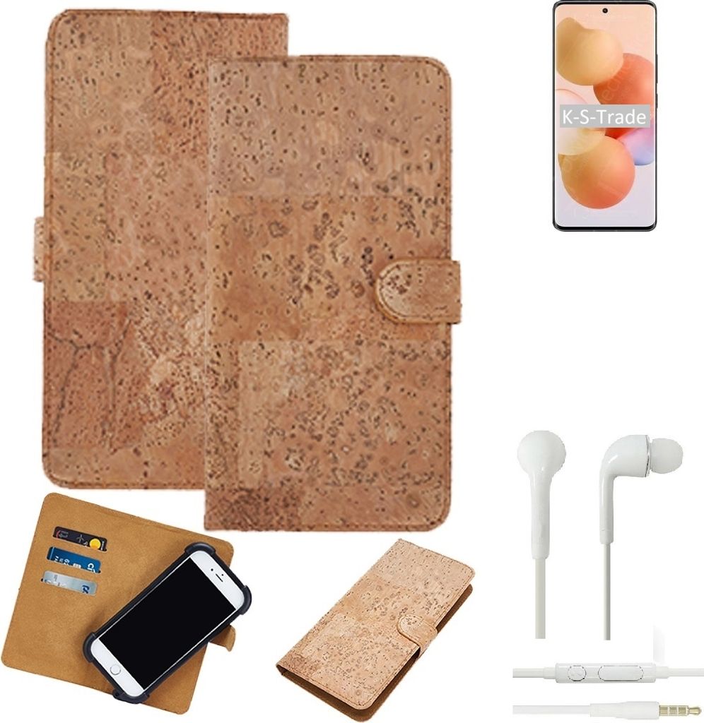 K-S-Trade Hülle kompatibel mit Xiaomi Civi + in ear Kopfhörer Kork Handyhülle Cover Schutzhülle TPU Case Bumper in Hellbraun, (1x)