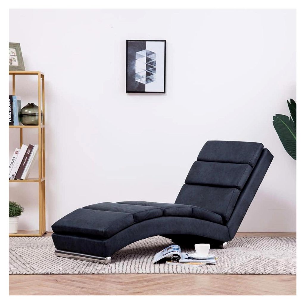 Chaiselongue in Grau mit Wildleder-Optik für Innenräume, gepolsterte Recamiere für Wohnzimmer, Schlafzimmer und Büro