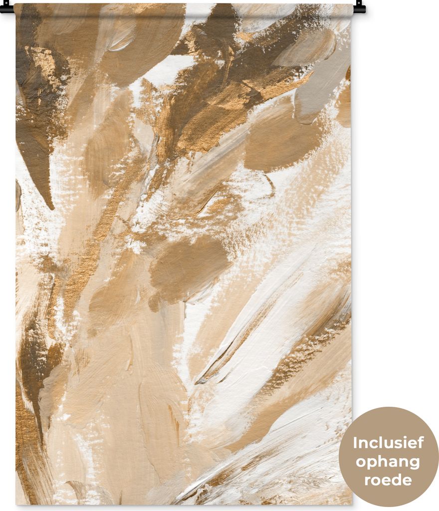 MuchoWow Wandteppich Wandbehang Farbe - Gold - Luxus 90x135 cm Tapisserie Dekoration Wandtuch - Baumwolle - Wandskulptur