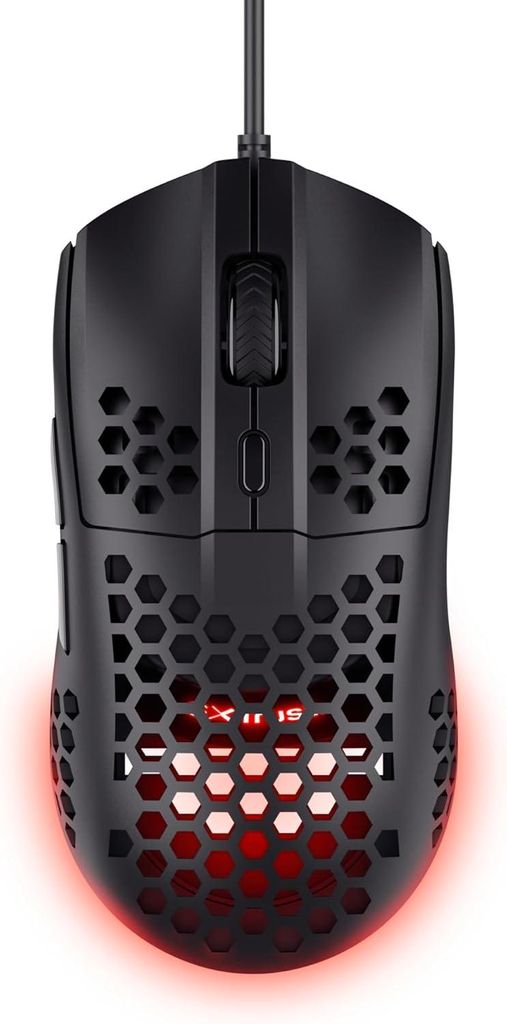 Trust GXT 928 Helox Gaming Maus, ultraleicht 65g, kabelgebunden, einstellbare DPI 6400, 6 programmierbare Tasten, optischer Sensor, RGB Beleuchtung PC