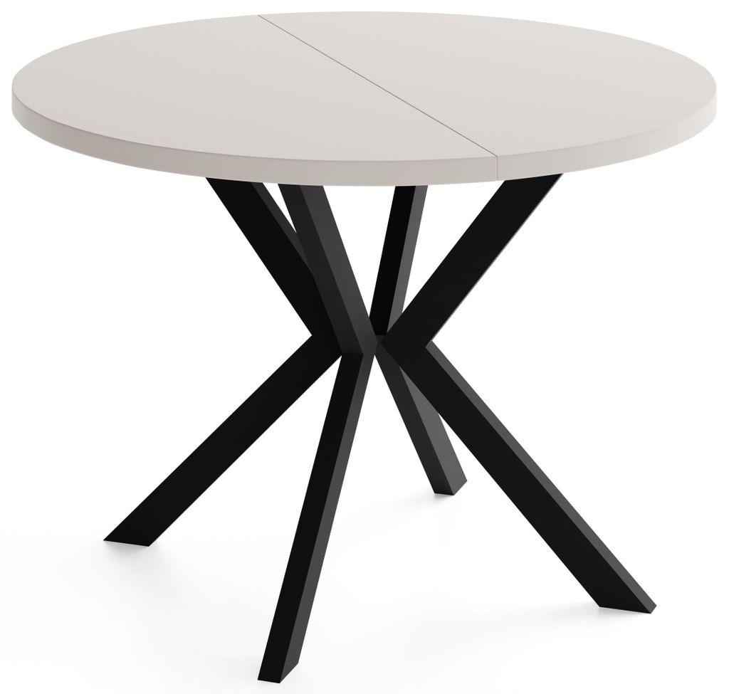 Runder Ausziehbarer Esstisch - Loft Style Tisch mit Metallbeinen - 100 bis 180 cm - Industrieller Tisch für Wohnzimmer - Spacesaver - Kaschmir Bei...