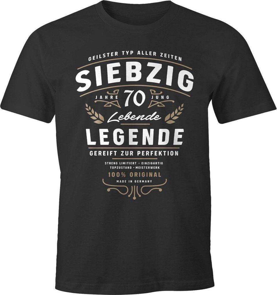 Herren T-Shirt Geburtstag Geschenk für Männer Lebende Legende Alter MoonWorks Siebzig anthrazit XXL