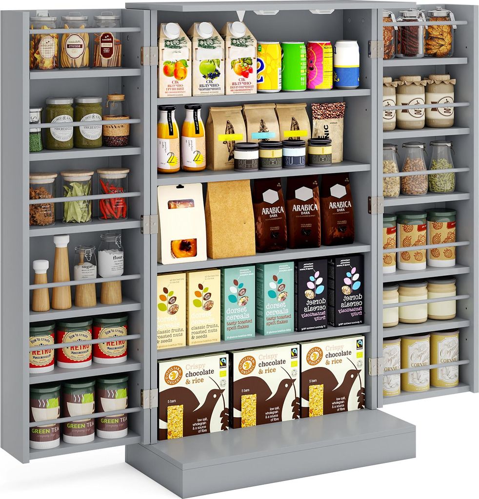 COSTWAY Mehrzweckschrank, Vorratsschrank, Aufbewahrungsschrank mit 6 verstellbaren Einlegeböden Küchenschrank für Esszimmer, Wohnzimmer (Grün)