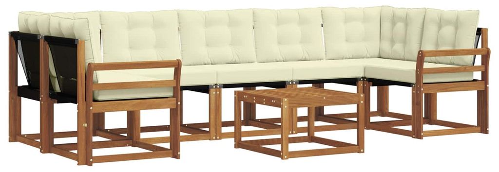 vidaXL Outdoor-Sofagarnitur mit Kissen 8 pcs Natur und Creme