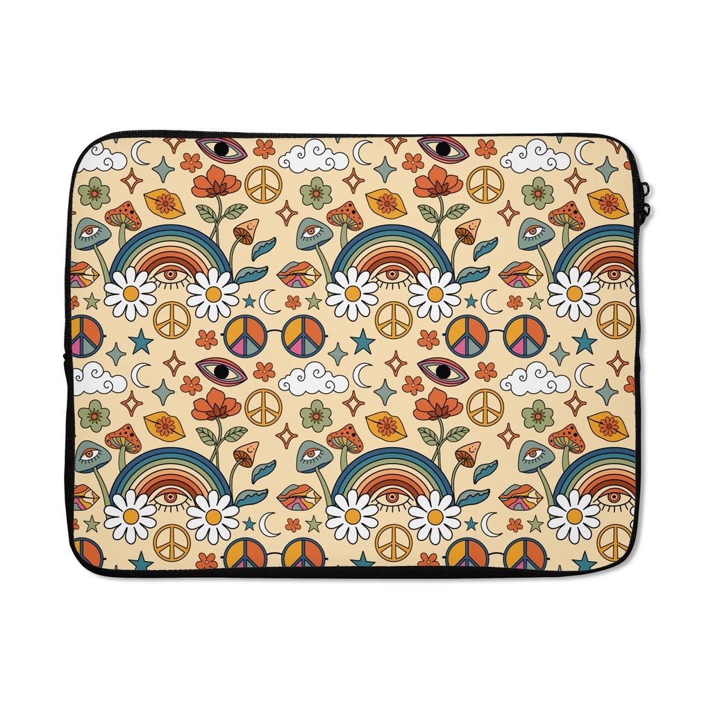 MuchoWow Laptop Hülle 17 Zoll Laptoptasche Vintage - Muster - Sommer - Zipper - Schutzabdeckung