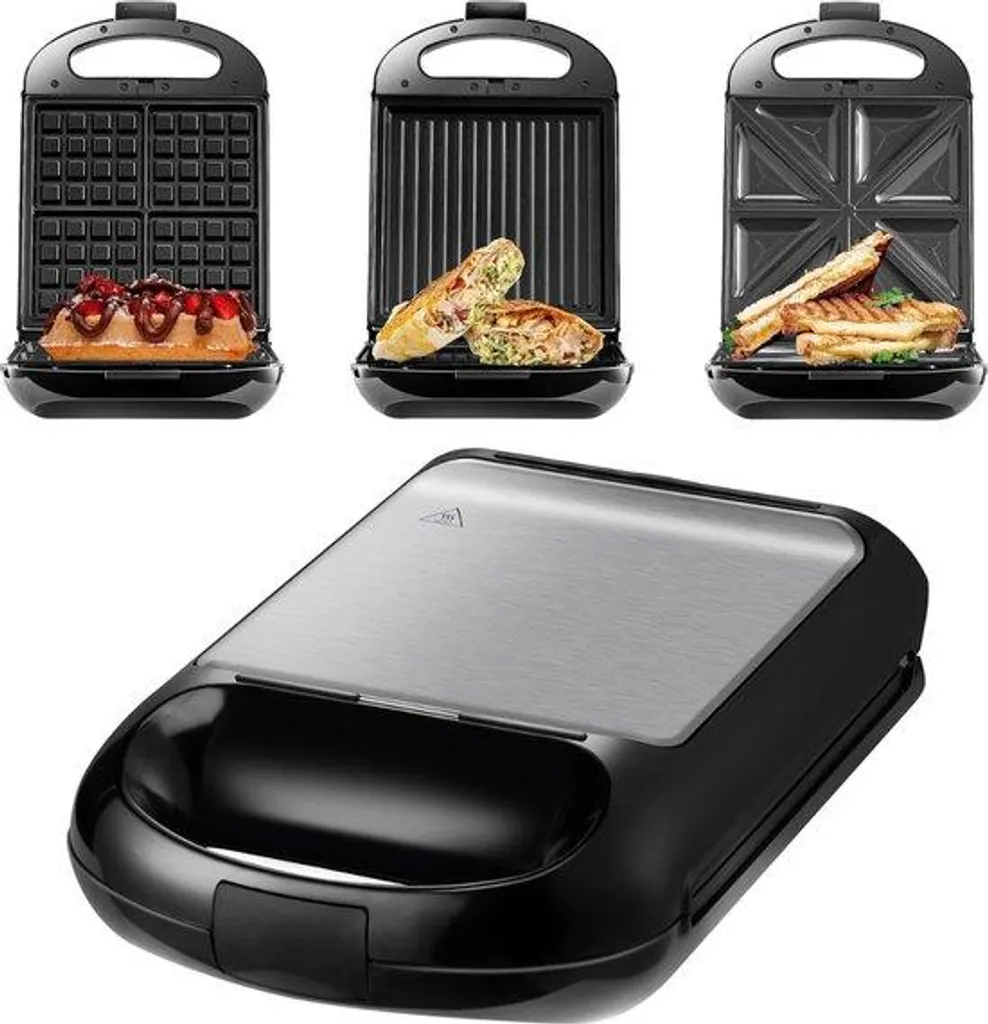 Appareil à sandwichs XXL 1200W : Finis les paninis écrasés, Grill 3-en-1