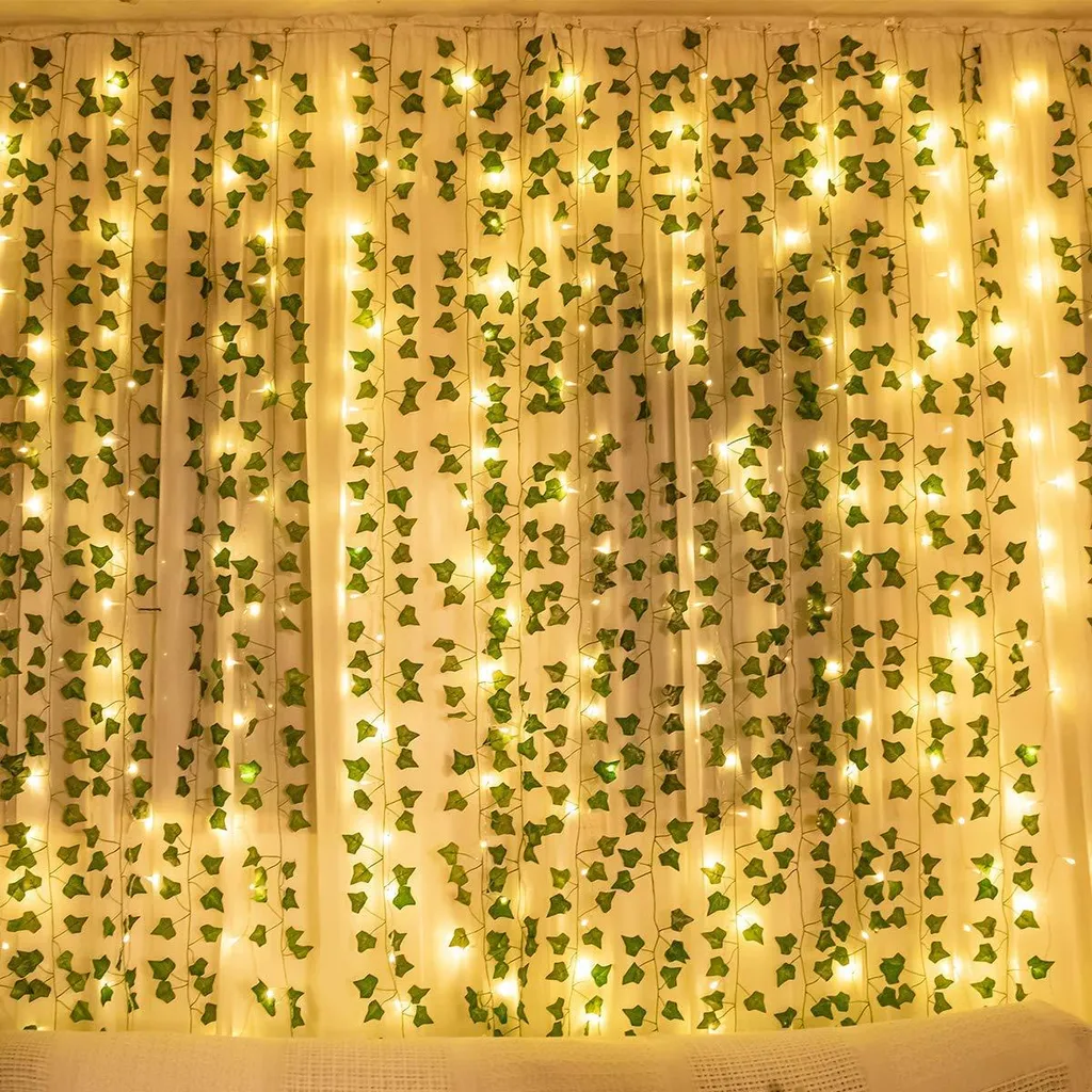 Lierre Artificiel pour Mariage et Fête : Pack de 12 Guirlandes avec LED