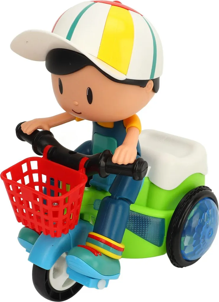 Jouet tricycle électrique rotatif pour bébé avec roues universelles