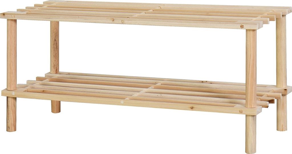 Schuhregal 2 Ebenen Anea Holz Natur