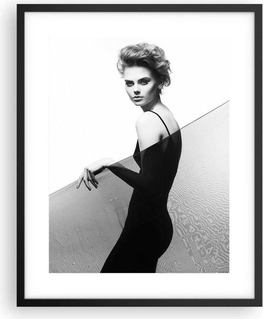 Gerahmtes Poster - Schwarzer Rahmen - Schwarzweiß sexy Frau - 40x50 cm - Wand Bild - Wanddeko - Wandbilder - Kunstposter - Wandposter - Bilderrahm...