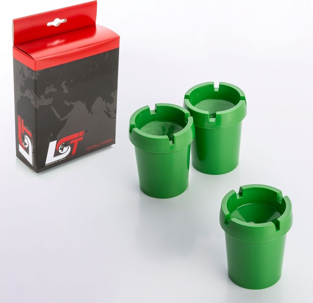 3x Aschenbecher Sturmaschenbecher rauchfrei Getränkehalter grün Kunststoff