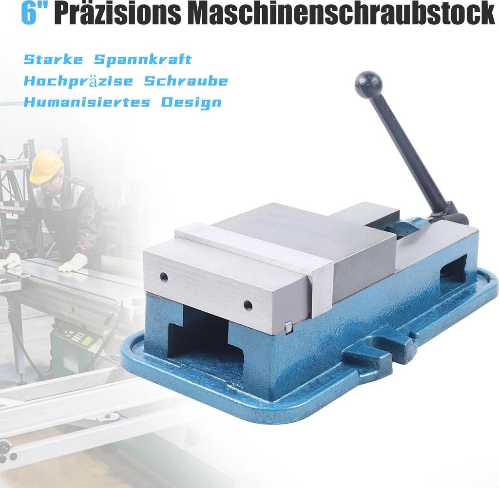 Maschinenschraubstock für Bohrmaschine - 160 mm - Manuell, Gusseisen + 45# Stahl, Backenhöhe 45 mm, Parallelität/Rechtwinkligkeit ≥0,05 mm, 21...