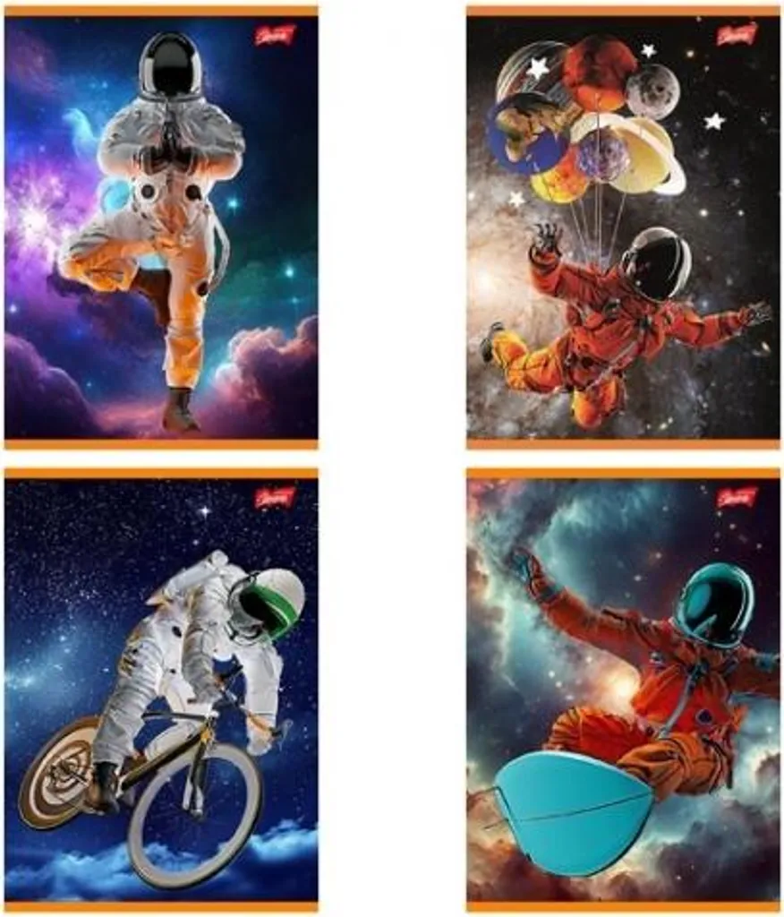 Set 15 Quaderni A5 Spaceman Mix - Alta Qualità 32K per Studenti