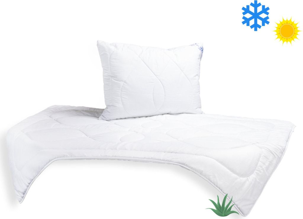 SET Decke Aloe Vera 140x200cm ganzjährig 850g + Kopfkissen UNICO AloeVera 70x90cm 900g