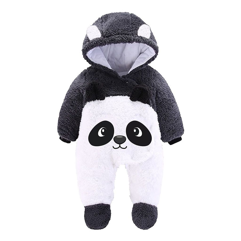 Baby Overalls mit Kapuze Winter Flanell Strampler Produktbild 