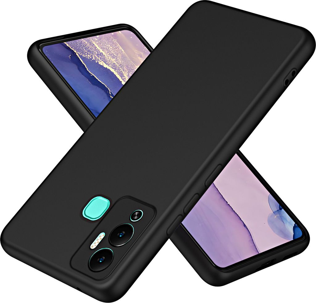 Infinix Hot 12 Play Hülle, Flüssig Silikon Handyhülle Stoßfest Kratzfest Schutzhülle für Infinix Hot 12 Play Schwarz