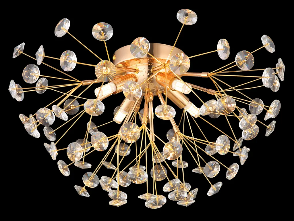 Luminaire de plafond chic doré avec cristaux 4 sources LED Ø 45 cm