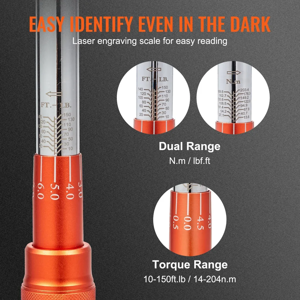 Chiave Dinamometrica 1/2 Pollici 14-204 Nm | Precisione 3% Certificata - 4