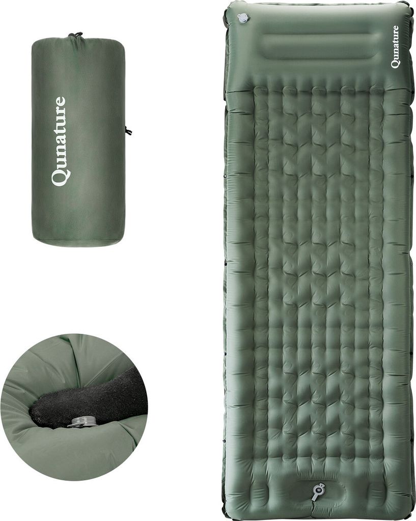 Qunature Camping Isomatte Aufblasbare Campingmatte Faltbar Schlafmatte 12cm dick, 197*71cm, grün