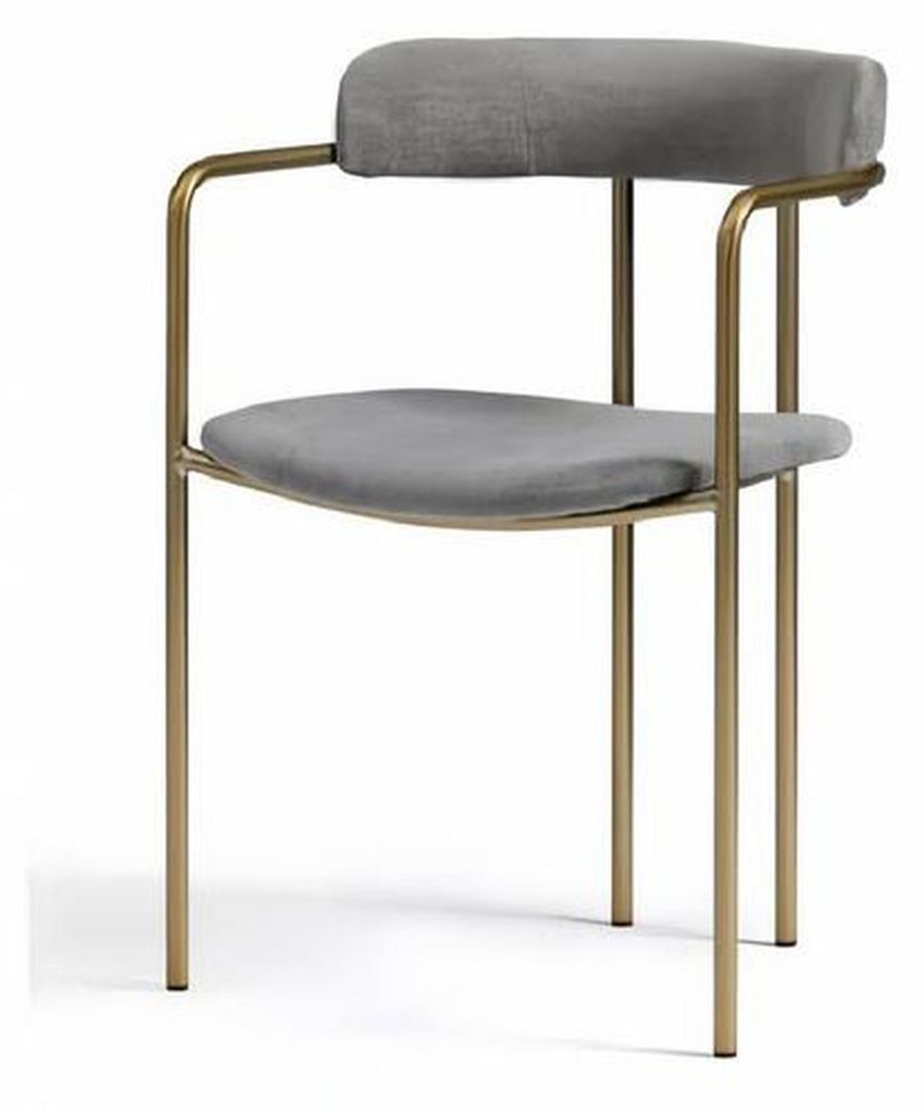 Moderne Polsterstuhl Design Stuhl Grau Edelstahl Esszimmer Luxus Möbel
