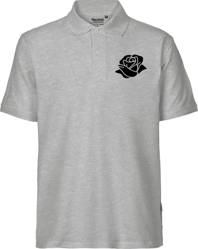 Huuraa Herren Polo Shirt Rose Blüte L Sport Grey Bio Baumwolle Fairtrade Poloshirt Geschenkidee