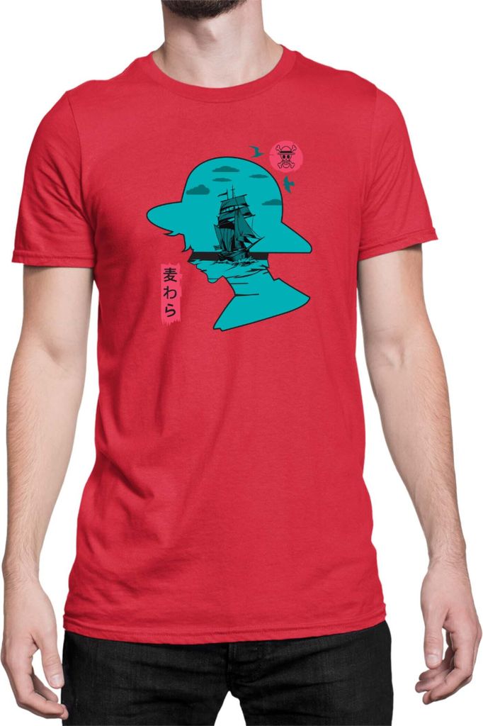 Herren T-Shirt Japan Anime Manga One Manga Piece Anime Luffy 07 Thousand Sunny, Man M / Rot
