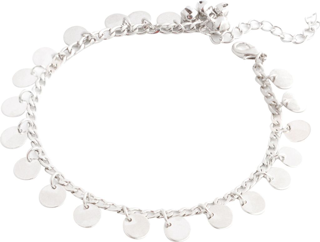 Frauen Mode Boho Glocke Runde Charms Fußkettchen Knöchel Armband Kette Fuß Schmuck-Silber