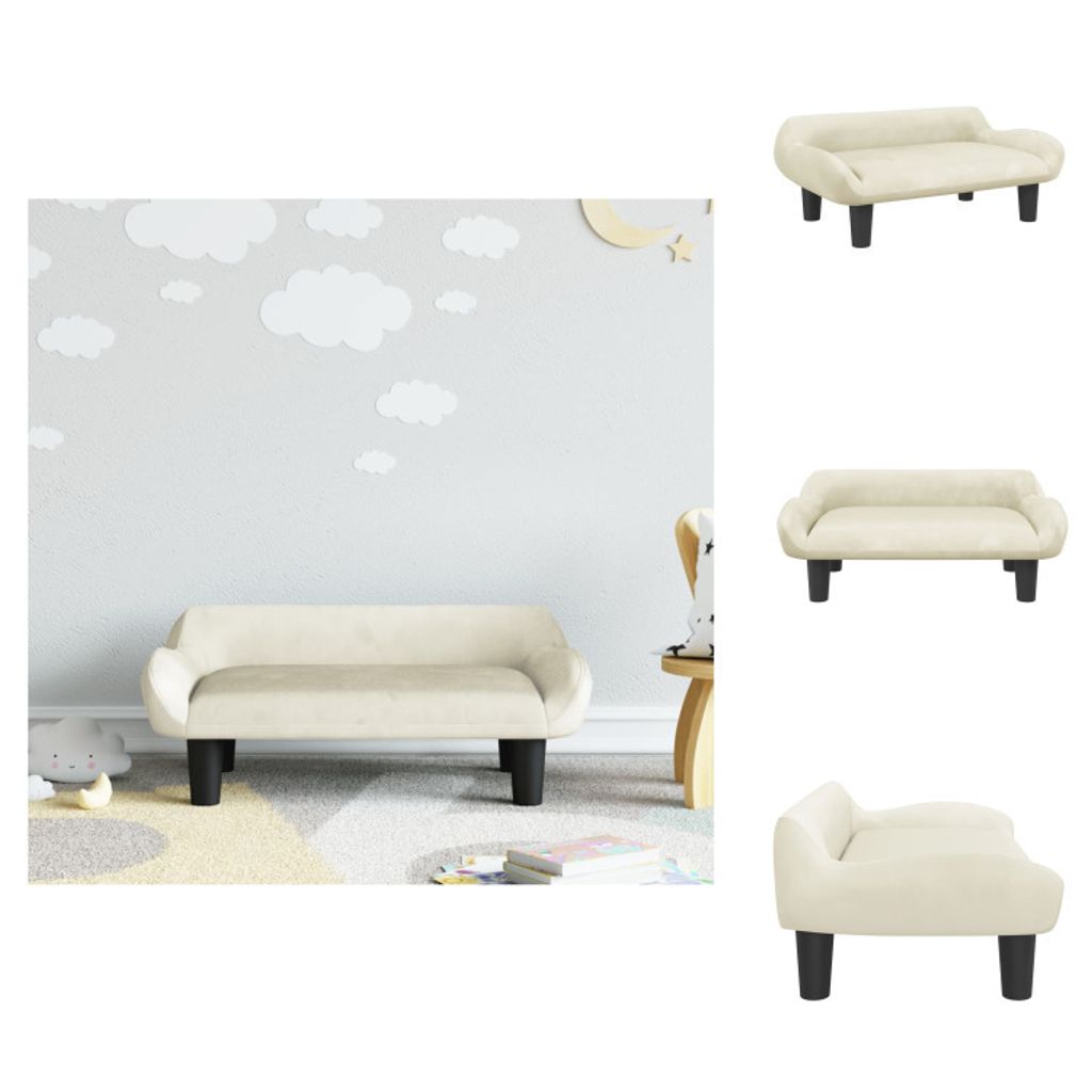 vidaXL Kindersofa Creme 70x40x24 cm Samt - Baby- & Kleinkindmöbel