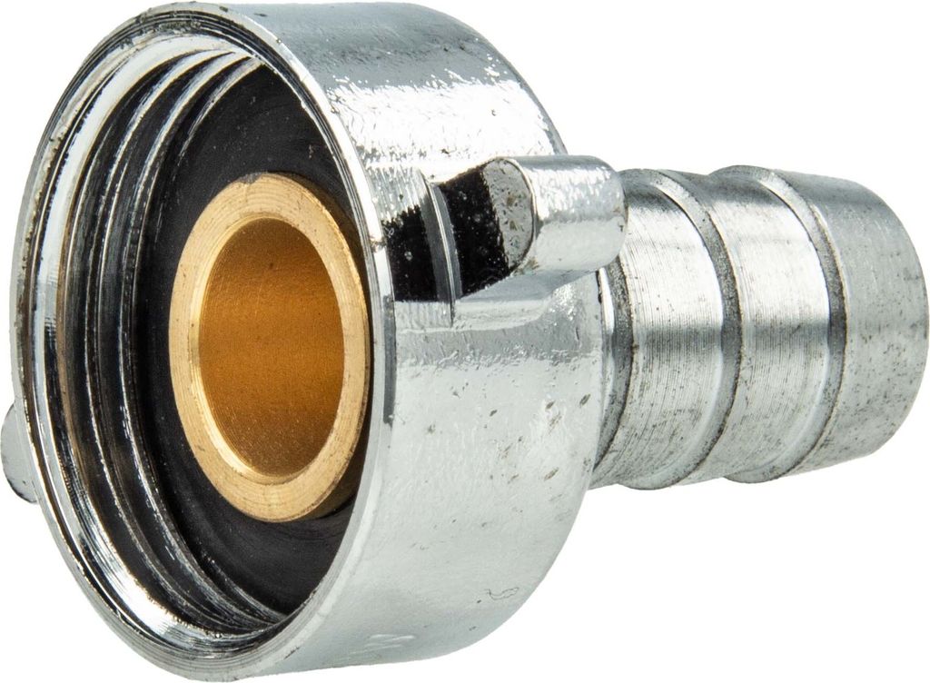 tecuro Schlauchverschraubung mit 1 Zoll ÜWM x Tülle Ø 21 mm, MS-verchromt