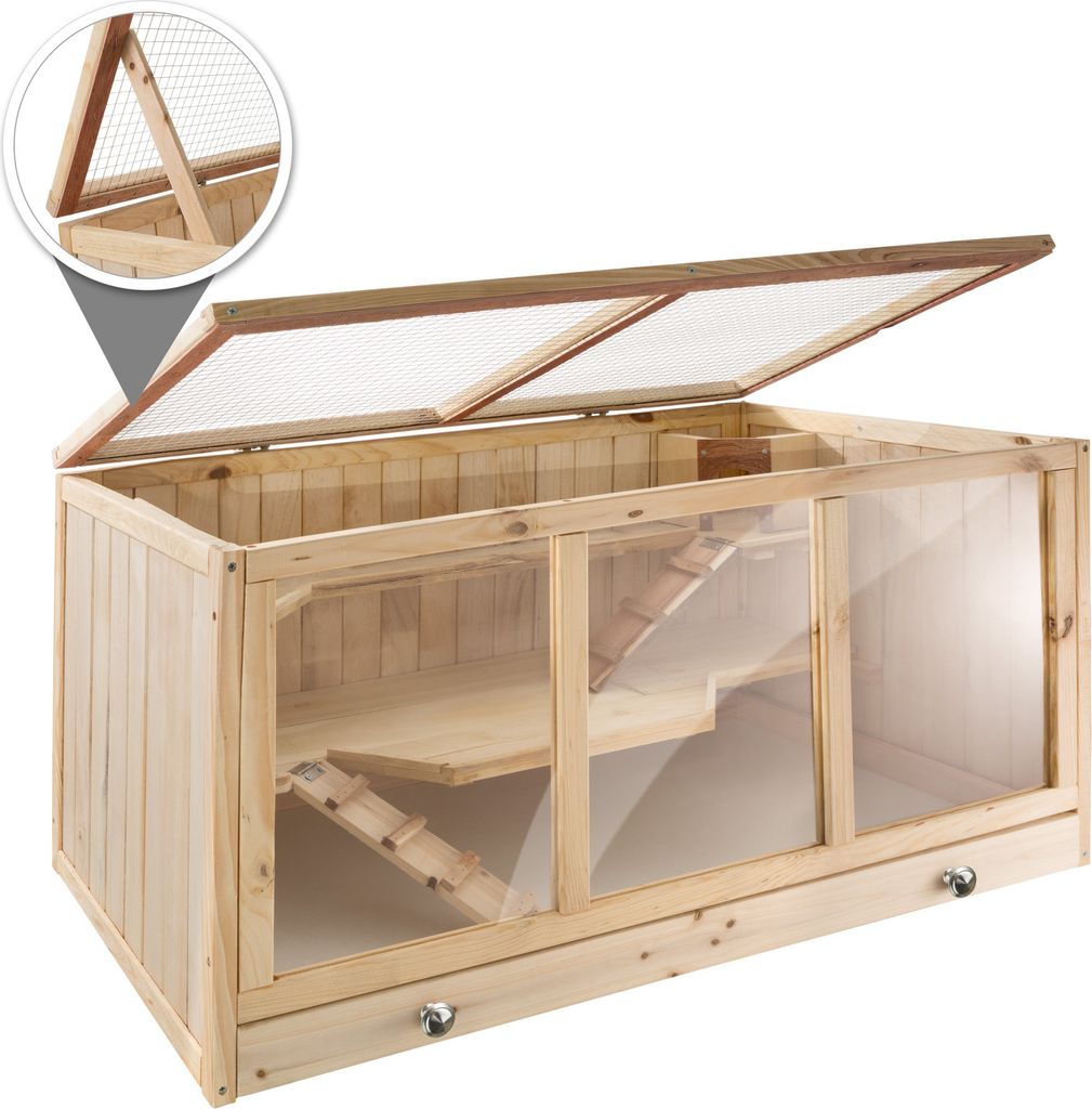 Nagerkäfig aus Holz 95x50x50cm - braun Produktbild 4