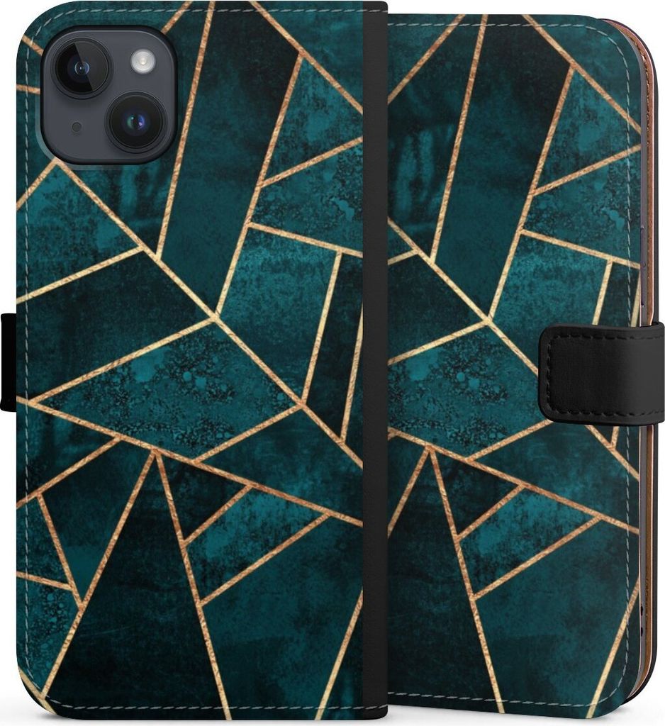 DeinDesign Klapphülle für Apple iPhone 14 Plus Handytasche Lederhülle Tasche Elisabeth Fredriksson Gold & Kupfer Stein