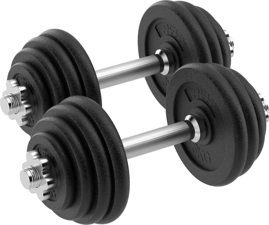 Verstellbares Hantelset - Focus Fitness - 2 x 15 kg - Gusseisen