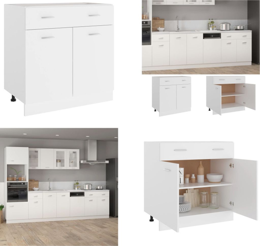 vidaXL Schubunterschrank Weiß 80x46x81,5 cm Holzwerkstoff - Produktbild 