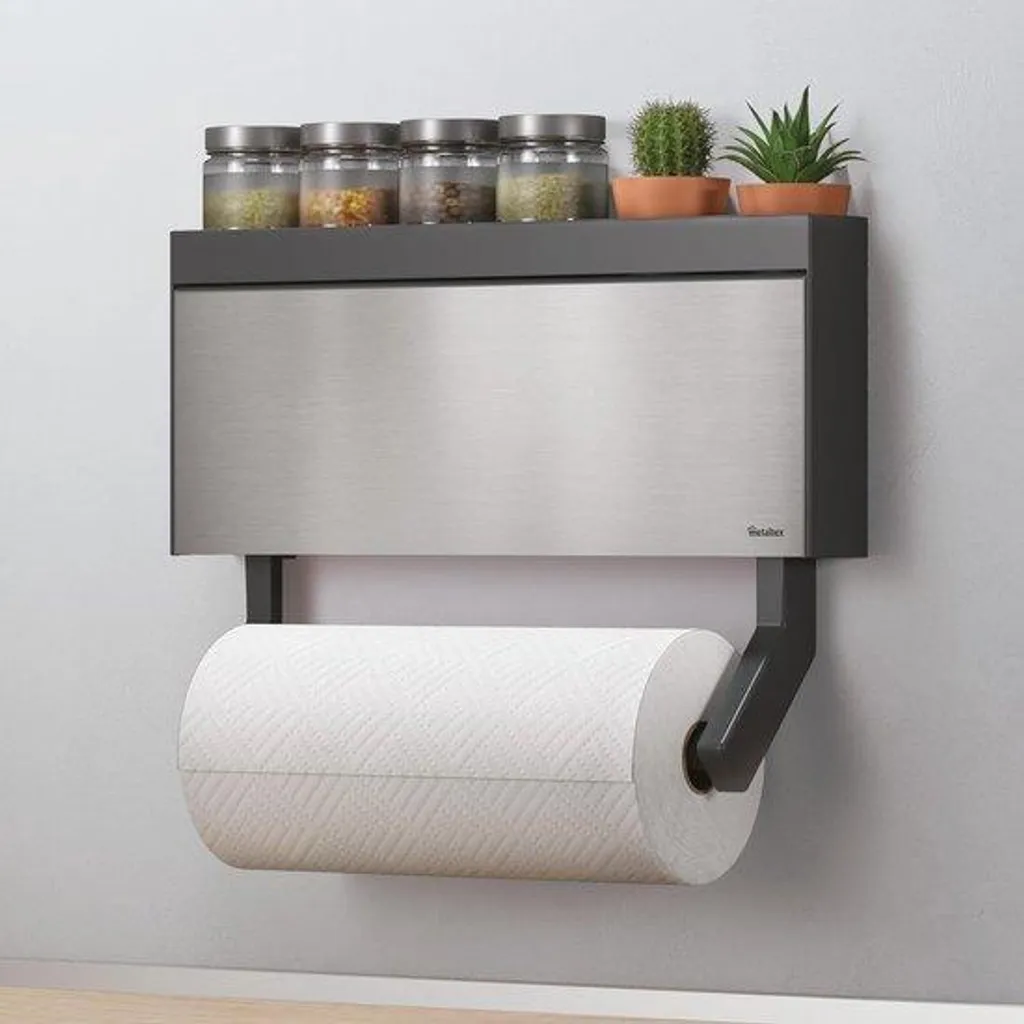 Porte-rouleau essuie-tout mural au design moderne en acier brossé