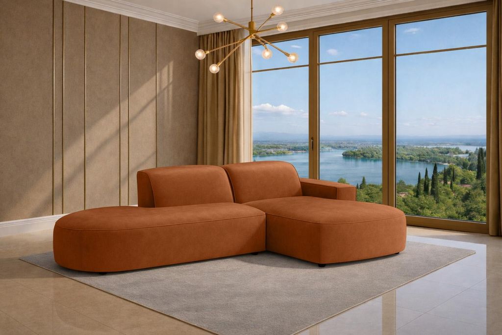 Kaiser Möbel Ecksofa Cursal Atelier, Stoff Salvador, Braun, Rechts
