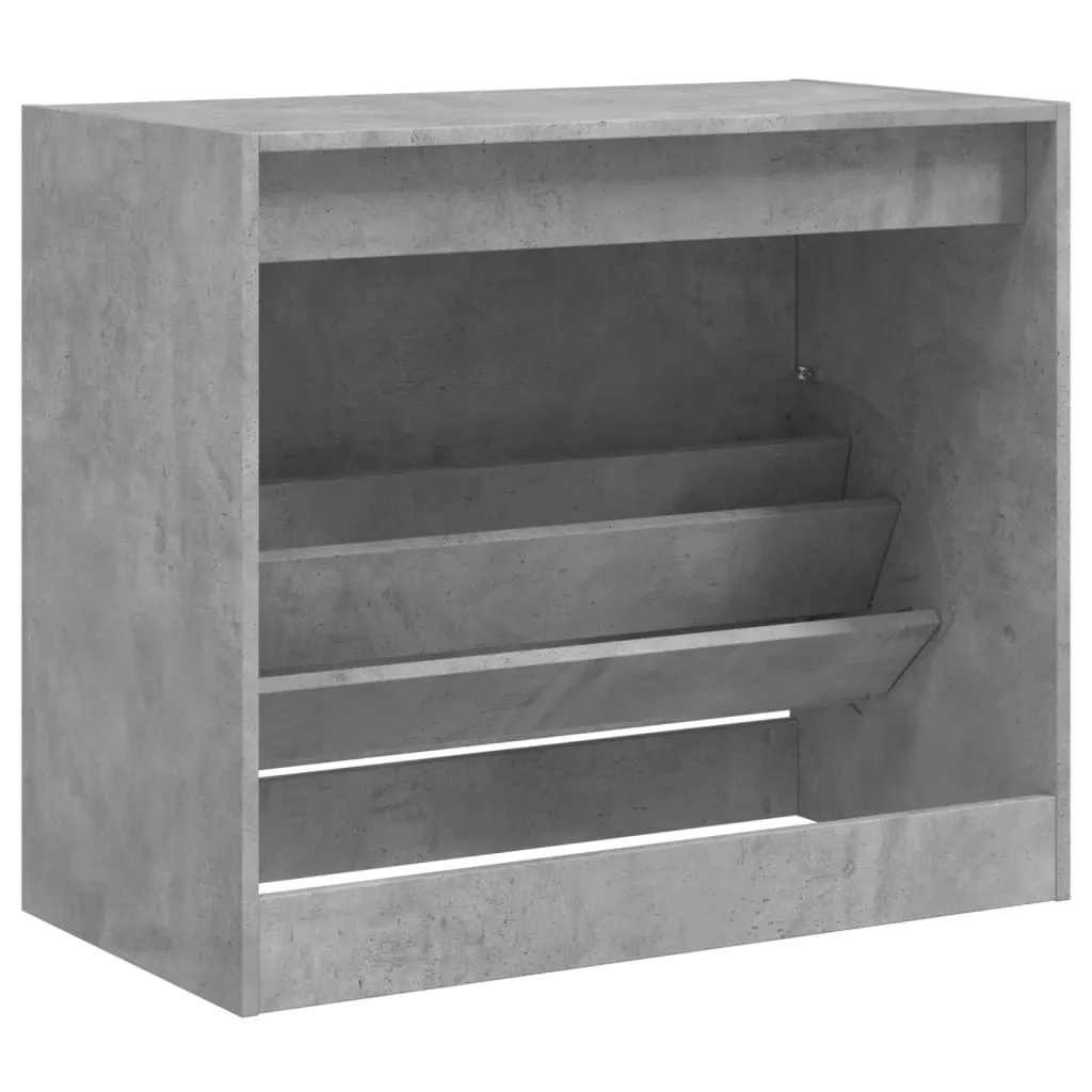 Mobile Porta Scarpe 80x42x69 cm Grigio Cemento - Design Industrial Legno - 7