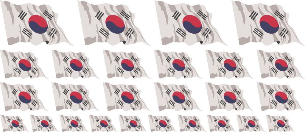 Mini Aufkleber Set - Pack wehend - 4x 51x31mm+ 12x 33x20mm + 10x 20x12mm- selbstklebender Sticker - Südkorea - Flagge / Banner / Standarte fürs A...