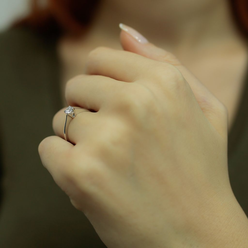0,24 Carat Diamant Antragsring 14 Karat Weißgold - 56 (17,80 mm)