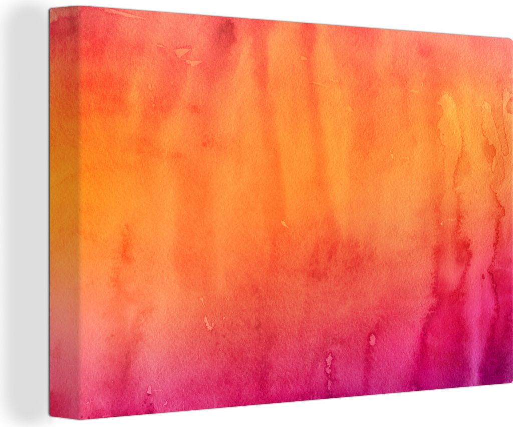 OneMillionCanvasses - Leinwandbilder - 140x90 cm, Aquarell - Rosa - Orange, Wandbilder Kunstdruck Wanddekoration - Foto auf Leinwand - Gemälde a...