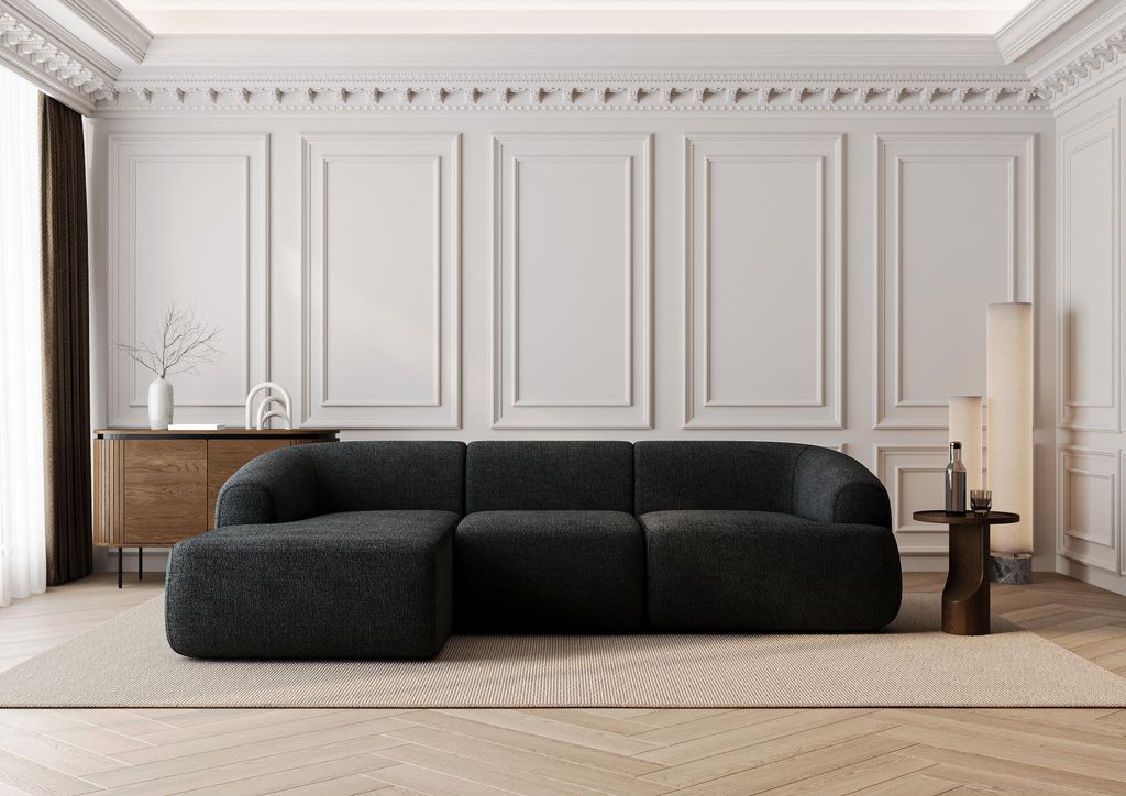 LetSit Ecksofa Torino L Cremona, Designer-Sofa zum Entspannen mit Schlaffunktion, L Form, Bequemes Couch mit Ottomane für Wohnzimmer, Anthrazit, L...