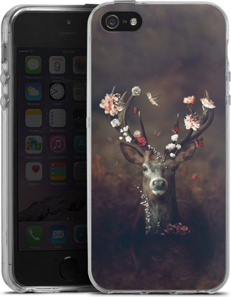 DeinDesign Handyhülle für Apple iPhone 5 Silikon Hülle Case Smartphone Schutzhülle Blumen Rehe Rentier