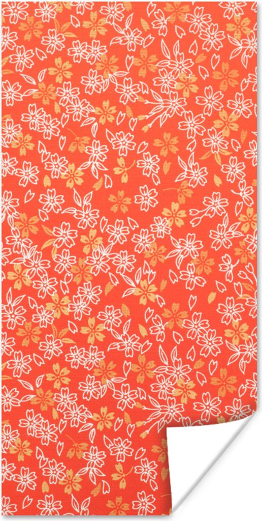 MuchoWow Poster Ein orange-weißes Blumendesign 75x150 cm - Dekoration für die Wände
