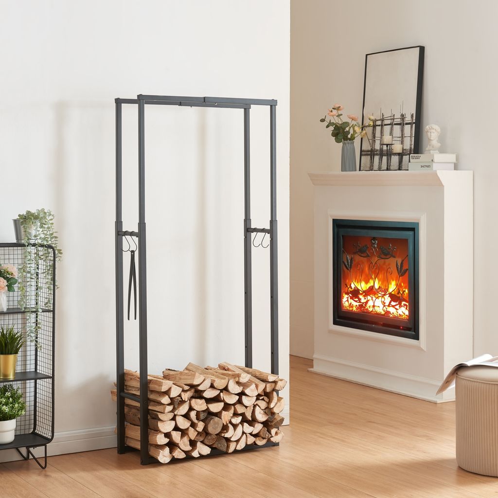 Kaminholzregal 'Kasan' verstellbare Höhe und Breite H100-150xB60-100xT25cm