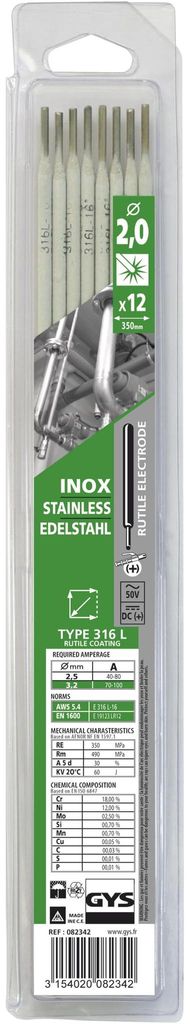 GYS speciale elektroden, roestvrij staal, Ø 2,0 mm Productafbeelding 
