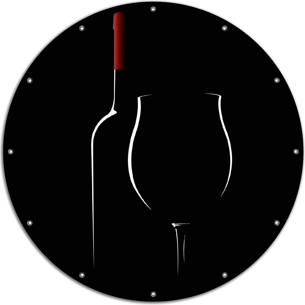 Wallario rundes Outdoor-Poster für Garten oder Balkon, Motiv Rotwein bei Nacht, 120 cm Durchmesser