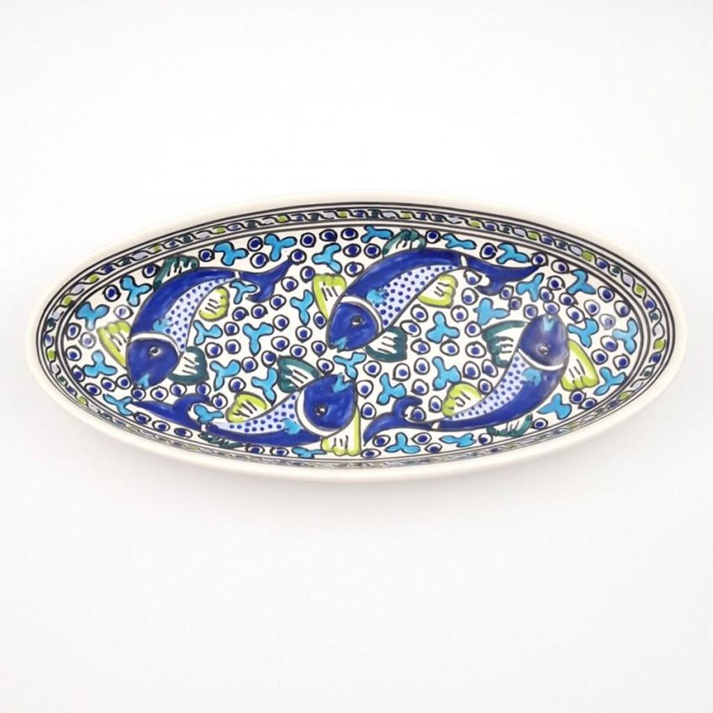 Plat ovale Poissons Bleus - L 40 cm Image du produit 