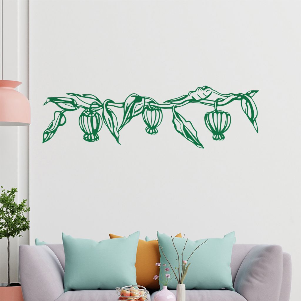 Blume - Ranken Wandtattoo in 6 Größen - Wandaufkleber Wall Sticker - Dekoration, Küche, Wohnzimmer, Schlafzimmer, Badezimmer