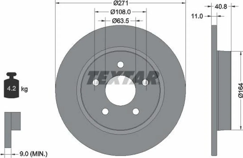 Disque de Frein Ventilé Textar 92239003 pour Système de Freinage Ford Focus